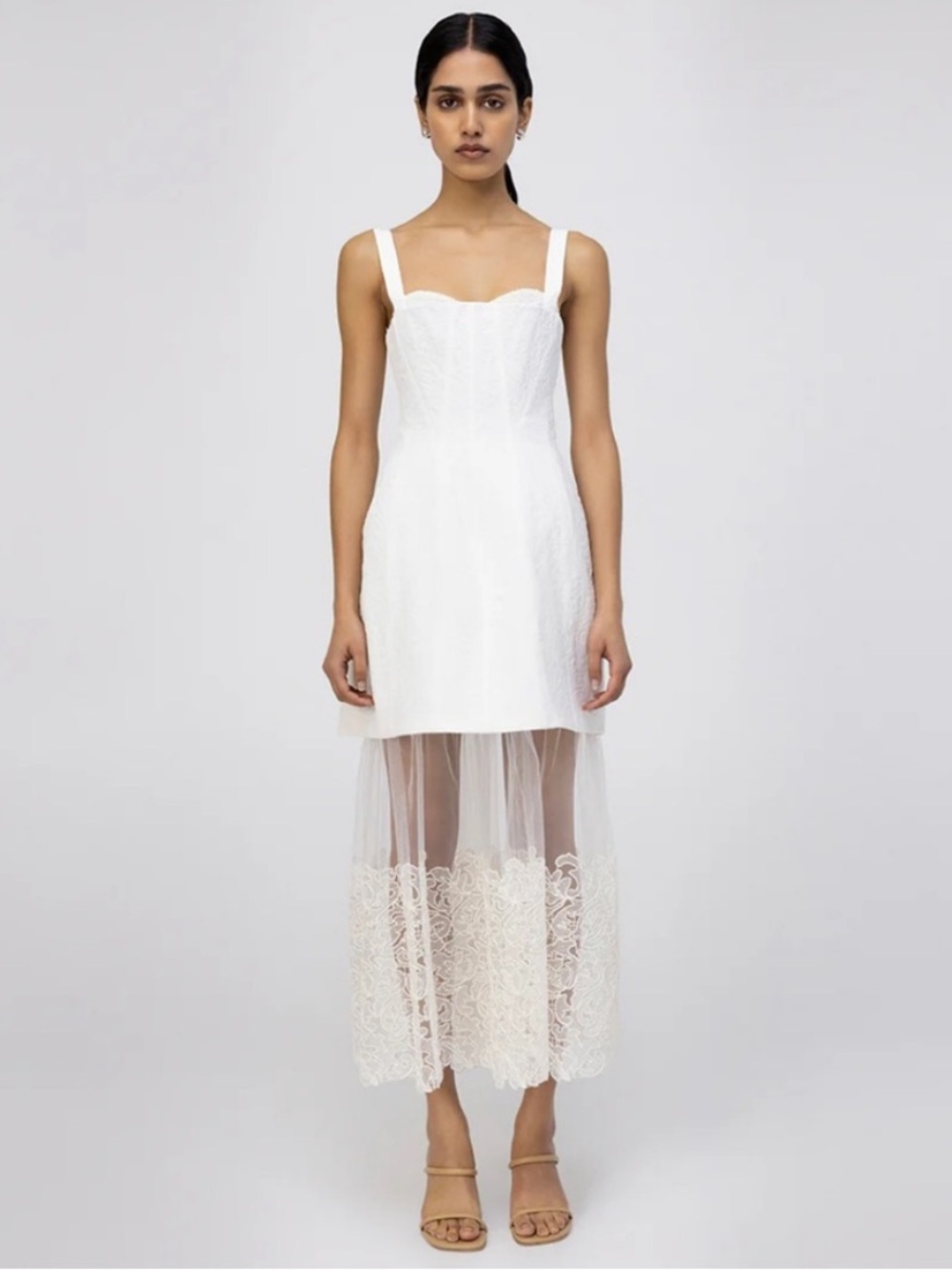 NWT! SIMKHAI Callan Bustier Midi Dress in Ivory - 6